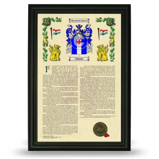 Schoute Armorial History Framed - Black