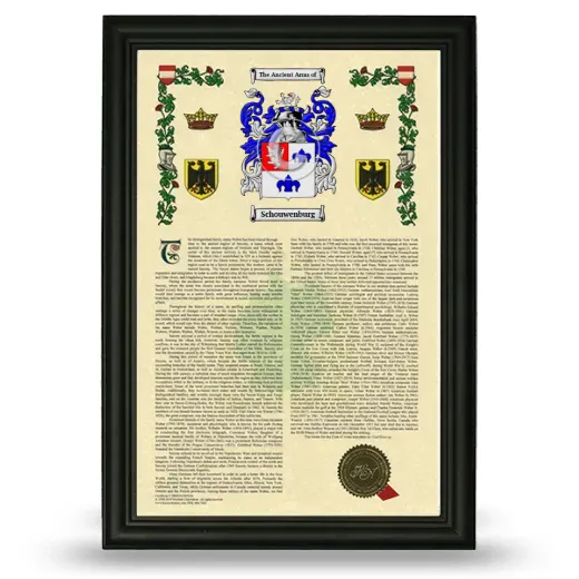 Schouwenburg Armorial History Framed - Black