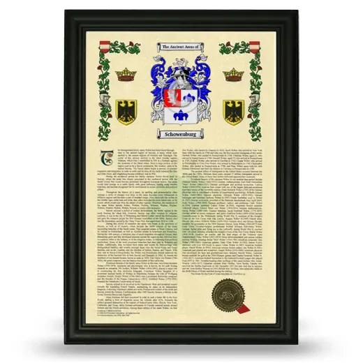 Schowenburg Armorial History Framed - Black