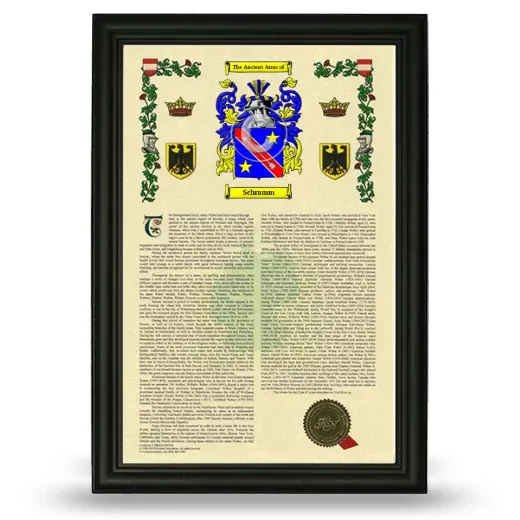 Schramm Armorial History Framed - Black