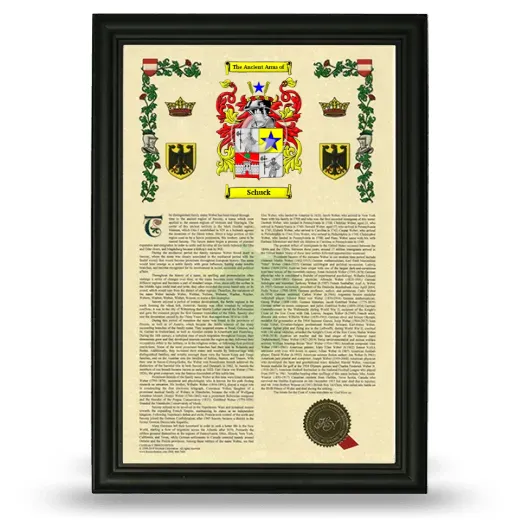 Schuck Armorial History Framed - Black