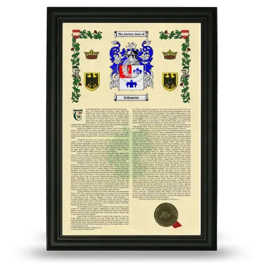 Schuerer Armorial History Framed - Black