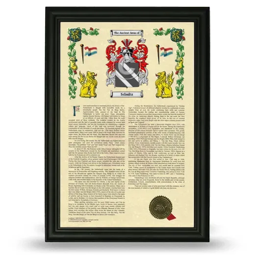 Schultz Armorial History Framed - Black