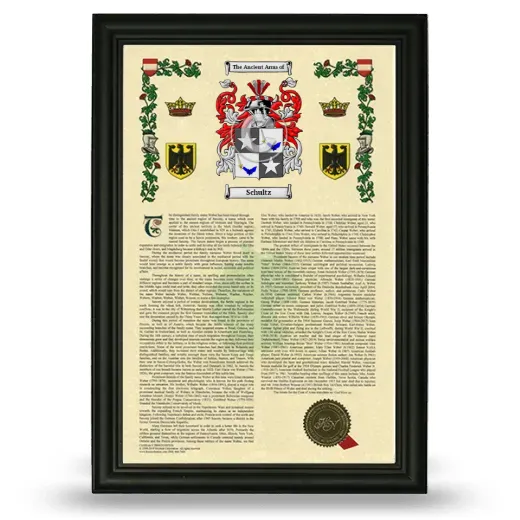 Schultz Armorial History Framed - Black