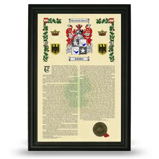 Schultze Armorial History Framed - Black