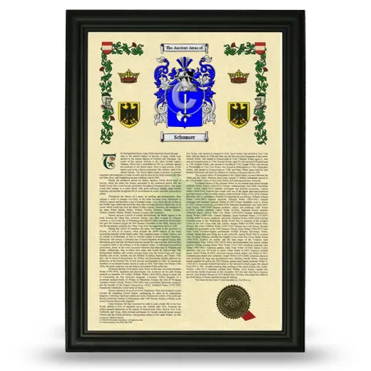Schumer Armorial History Framed - Black