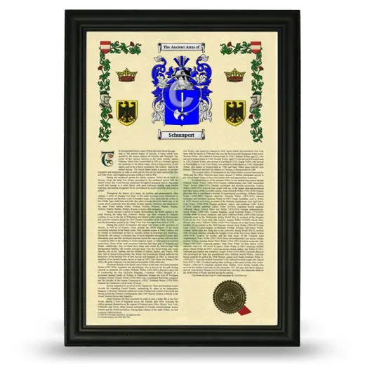Schumpert Armorial History Framed - Black
