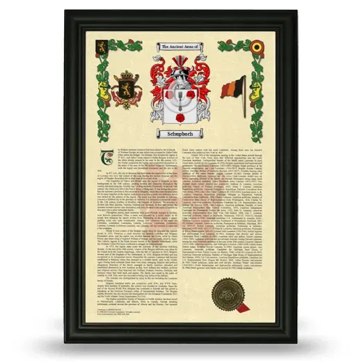 Schupbach Armorial History Framed - Black