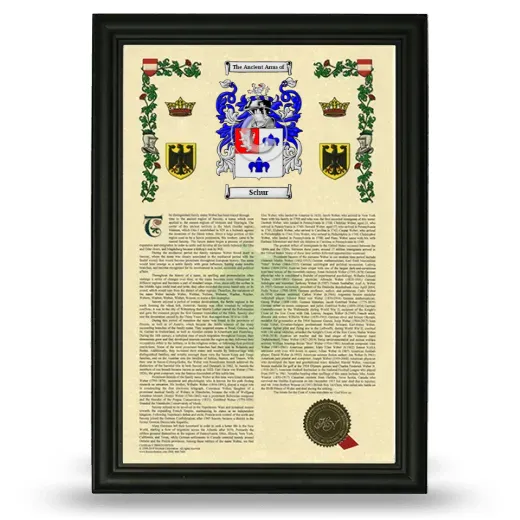 Schur Armorial History Framed - Black
