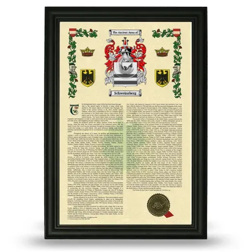 Schweinsberg Armorial History Framed - Black