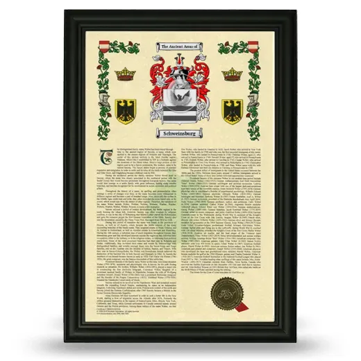 Schweinsburg Armorial History Framed - Black