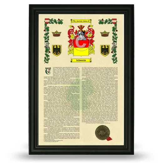 Schwerin Armorial History Framed - Black