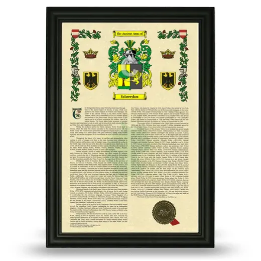 Schweyher Armorial History Framed - Black