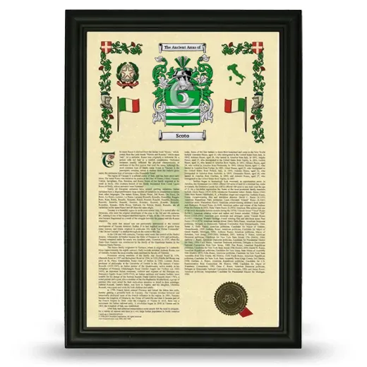 Scoto Armorial History Framed - Black