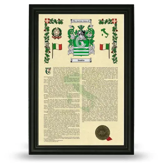 Scotto Armorial History Framed - Black