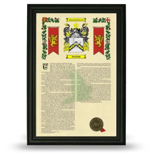 Seaverns Armorial History Framed - Black