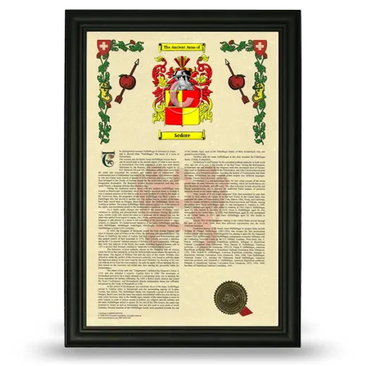 Sedore Armorial History Framed - Black