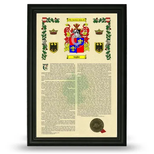 Segler Armorial History Framed - Black