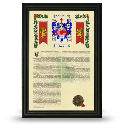 Segrin Armorial History Framed - Black