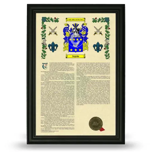 Seguin Armorial History Framed - Black