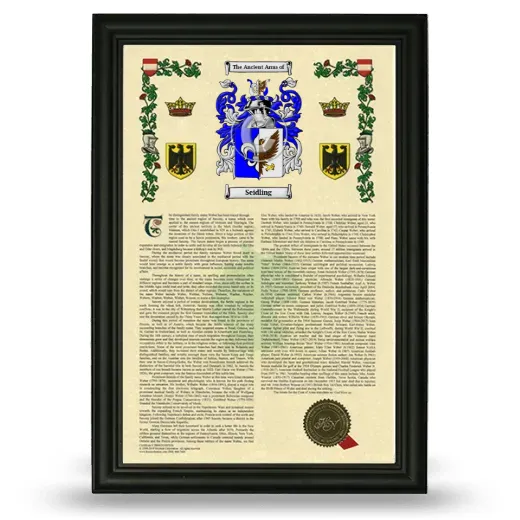 Seidling Armorial History Framed - Black