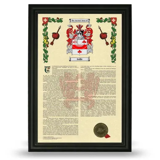 Seille Armorial History Framed - Black