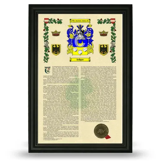 Seliger Armorial History Framed - Black