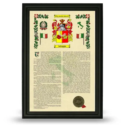 Selvaggio Armorial History Framed - Black