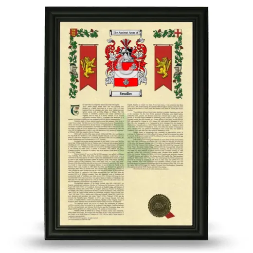 Sendler Armorial History Framed - Black