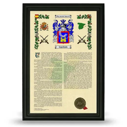 Sepulvado Armorial History Framed - Black