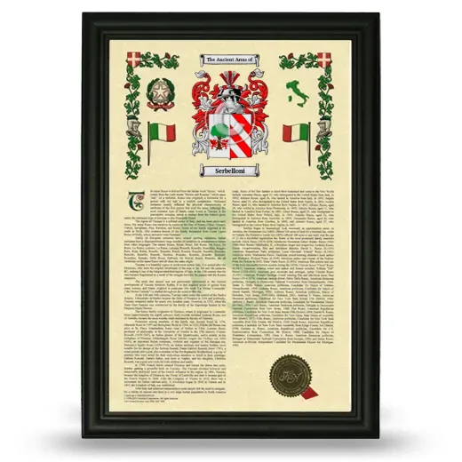 Serbelloni Armorial History Framed - Black