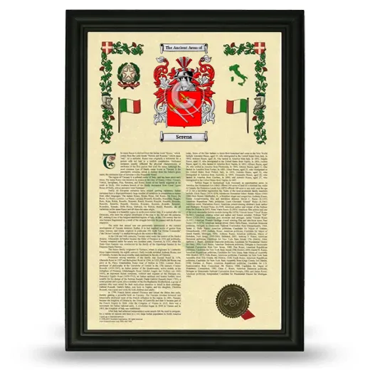 Serena Armorial History Framed - Black