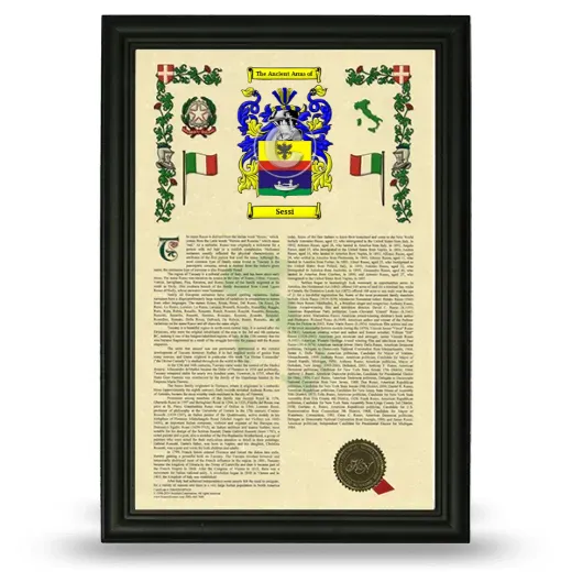 Sessi Armorial History Framed - Black