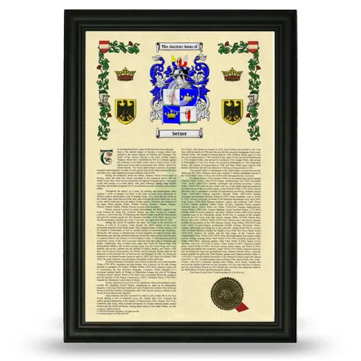 Setzer Armorial History Framed - Black