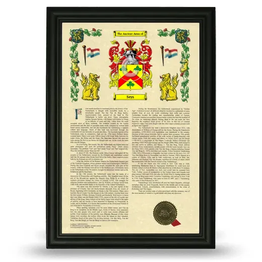 Seys Armorial History Framed - Black