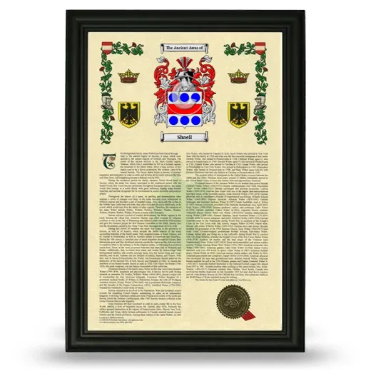 Shaell Armorial History Framed - Black