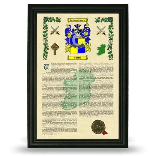 Sharry Armorial History Framed - Black