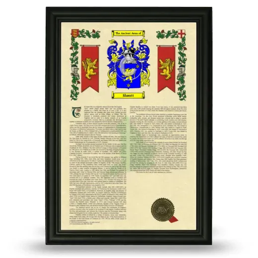 Shautt Armorial History Framed - Black