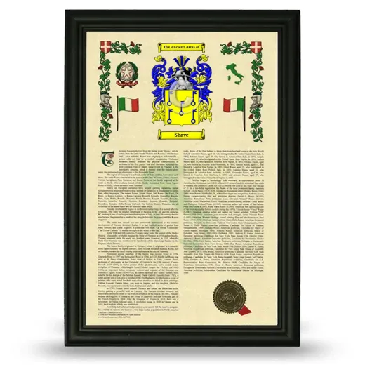 Shave Armorial History Framed - Black