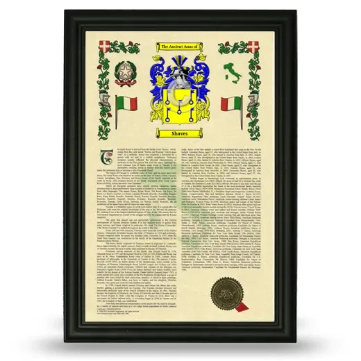 Shaves Armorial History Framed - Black