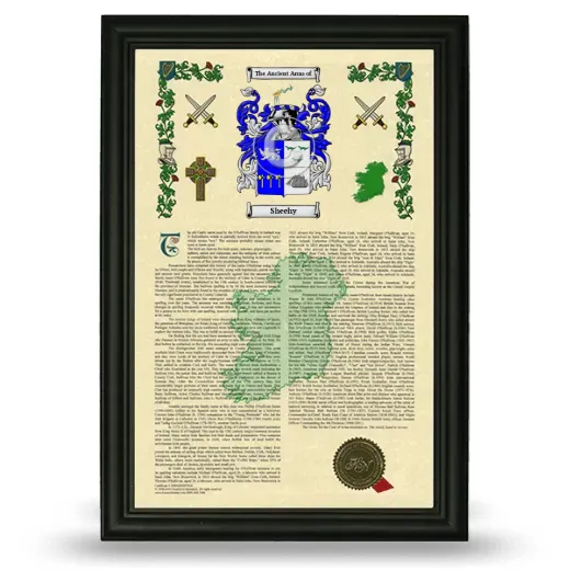 Sheehy Armorial History Framed - Black