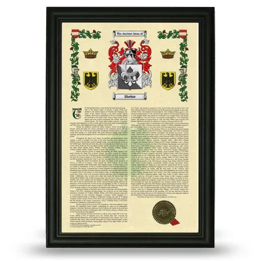 Sheine Armorial History Framed - Black