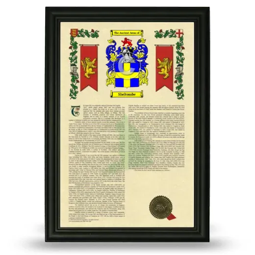 Sheltombe Armorial History Framed - Black