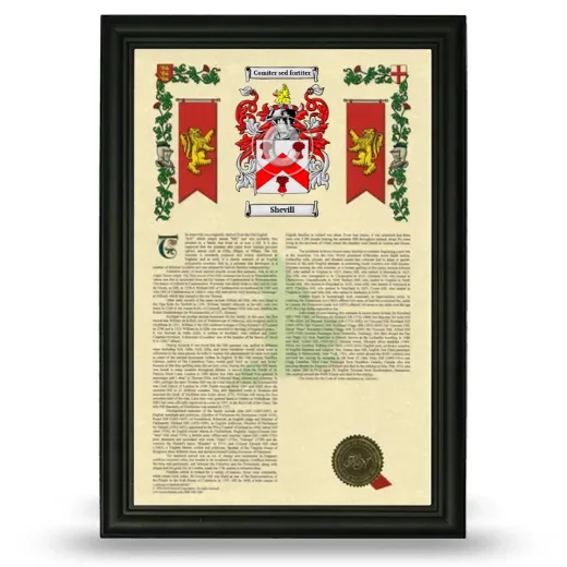 Shevill Armorial History Framed - Black