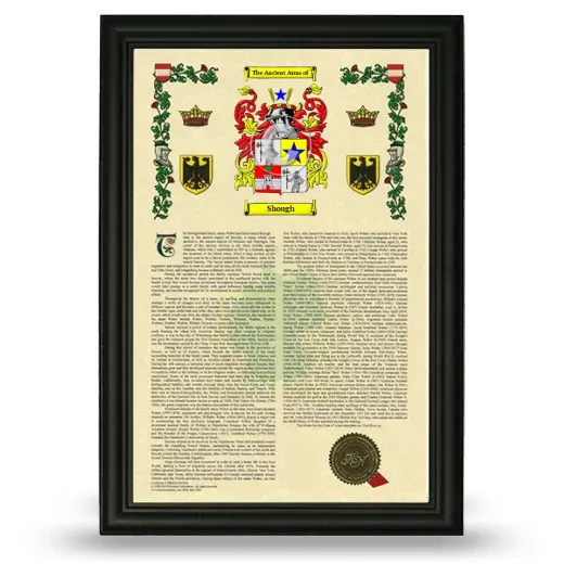 Shough Armorial History Framed - Black