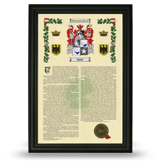 Shults Armorial History Framed - Black