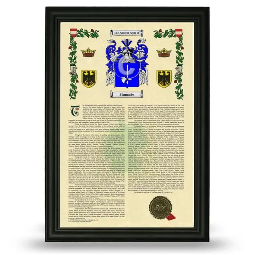 Shumate Armorial History Framed - Black