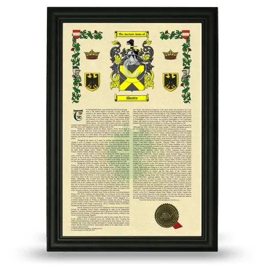 Shutte Armorial History Framed - Black