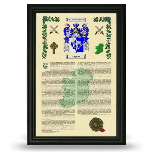 Shyrlox Armorial History Framed - Black