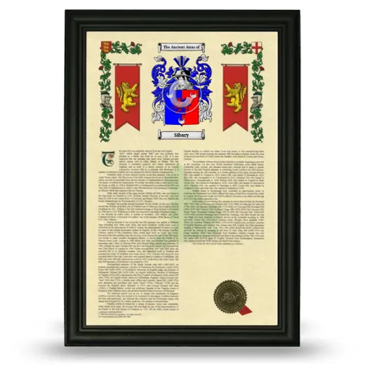 Sibary Armorial History Framed - Black